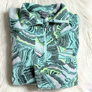 Eddie Bauer Green Patterned Pullover Fleece Jacket size Small